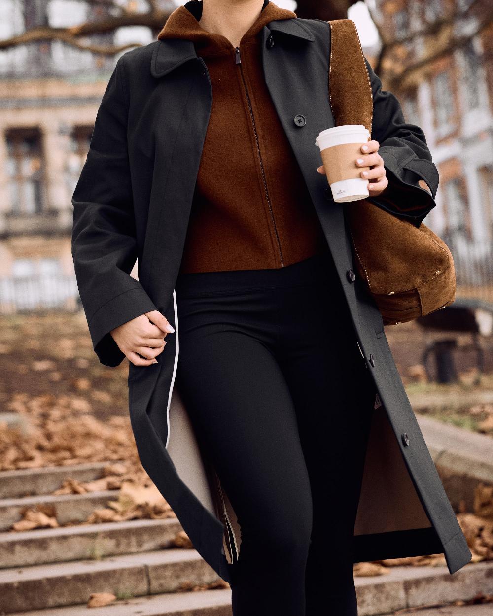 Jigsaw Double Face Zip Hoodie Brown