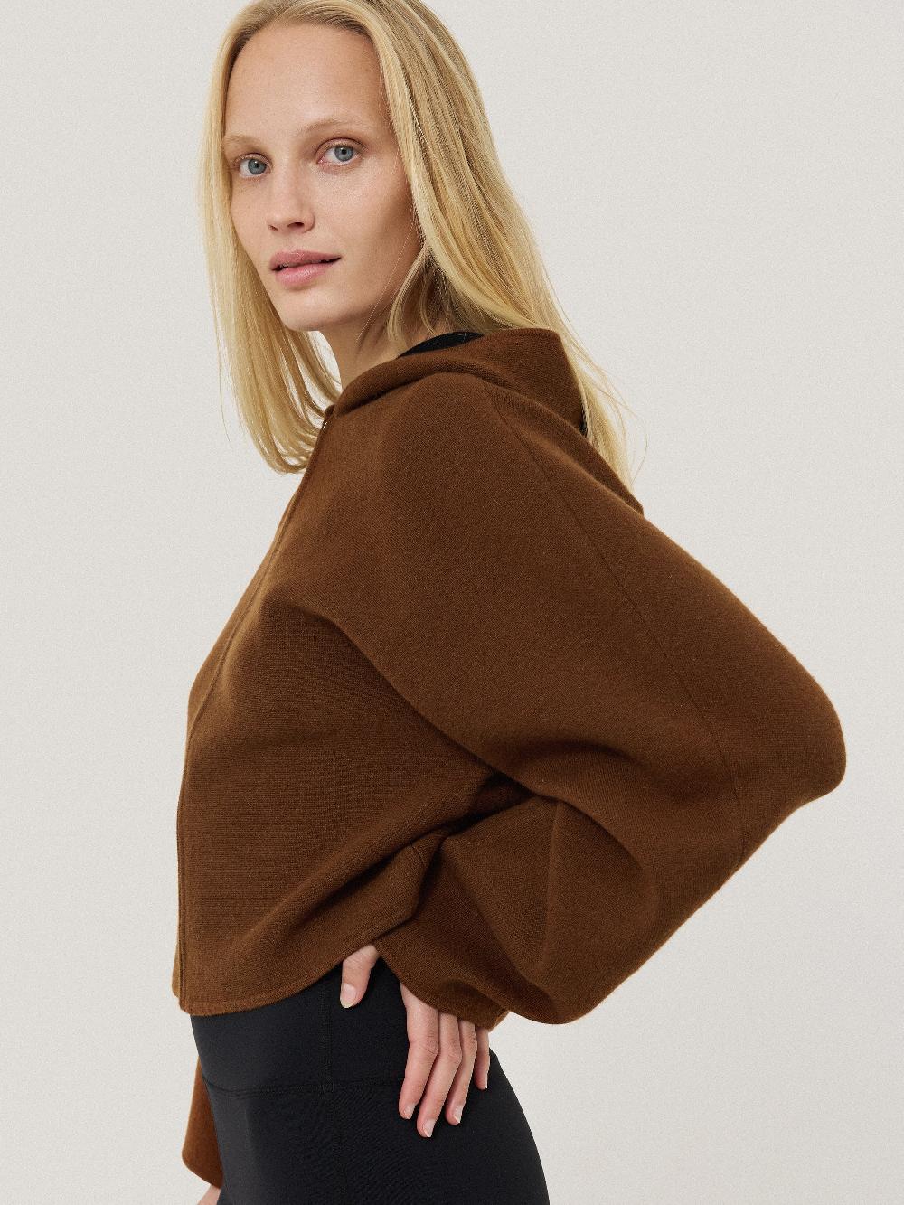 Jigsaw Double Face Zip Hoodie Brown