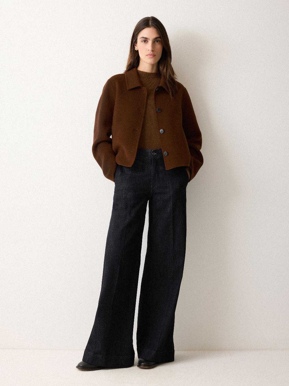 jigsaw Double Faced Button Up Coat Brown