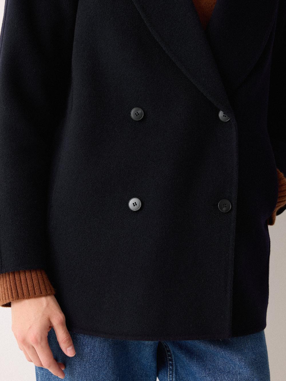 Jigsaw Double Faced Shawl Coat Navy