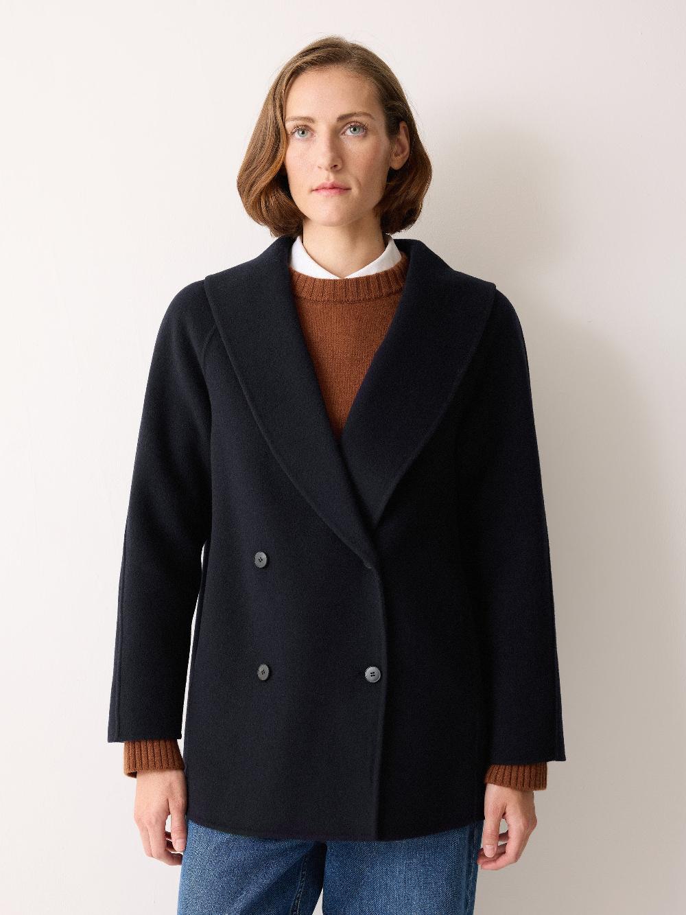 Jigsaw Double Faced Shawl Coat Navy