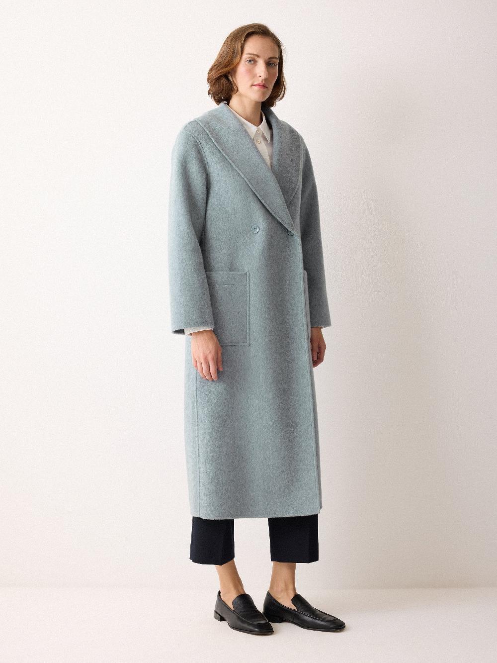 Jigsaw Double Faced Shawl Midi Coat Blue