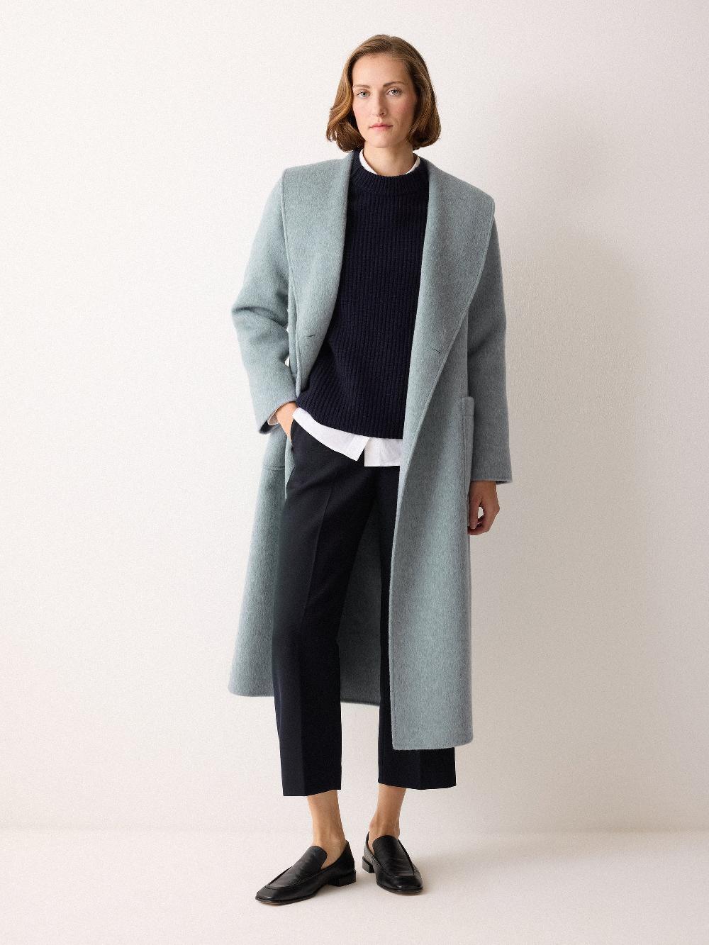 jigsaw Double Faced Shawl Midi Coat Blue