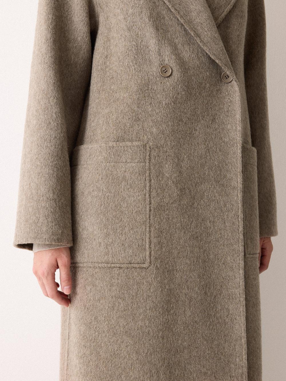Jigsaw Double Faced Shawl Midi Coat Taupe