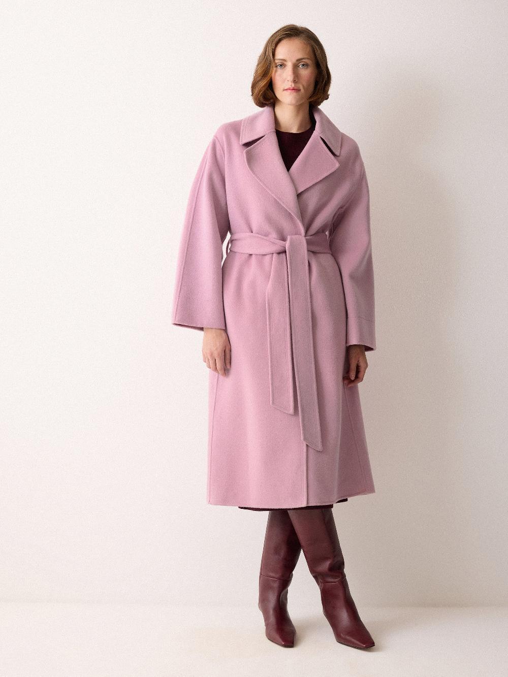 Jigsaw Double Faced Wool Wrap Coat Pink