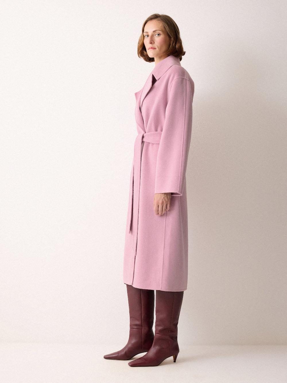 Jigsaw Double Faced Wool Wrap Coat Pink