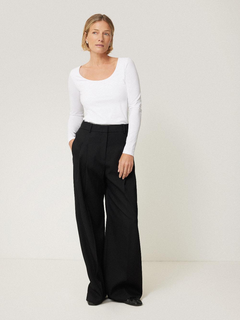 Jigsaw Double Front Ballet Neck Top White