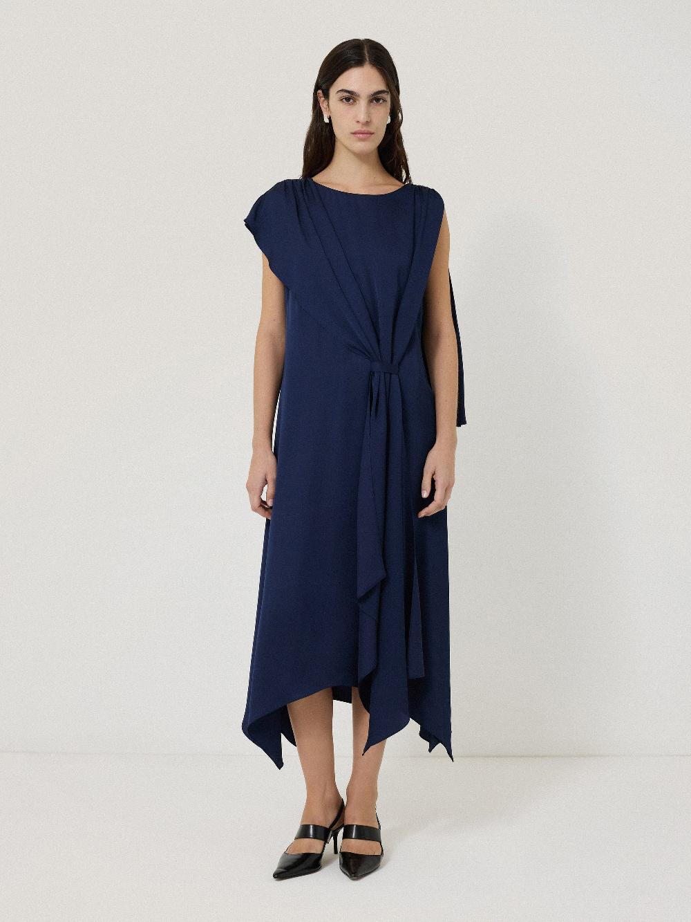 Jigsaw Draped Tie Detail Dress Navy