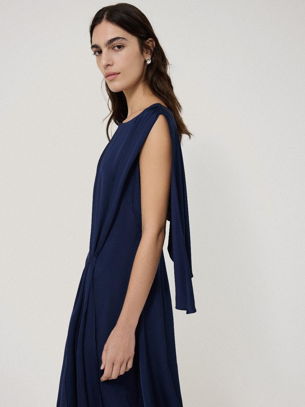 Jigsaw Draped Tie Detail Dress Navy