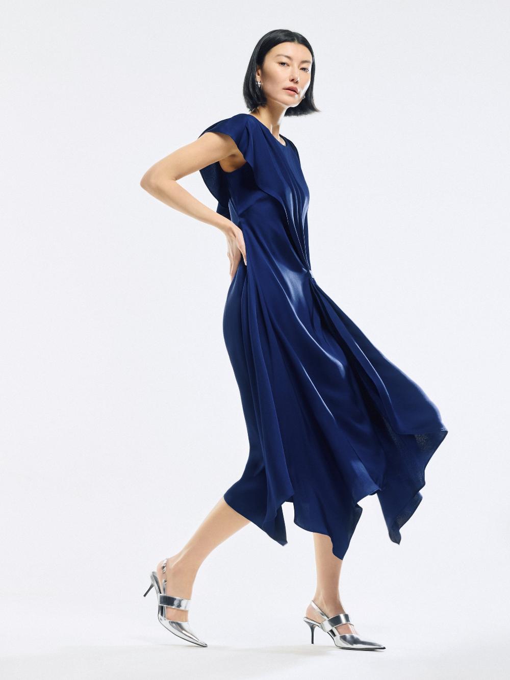 jigsaw Draped Tie Detail Dress Navy