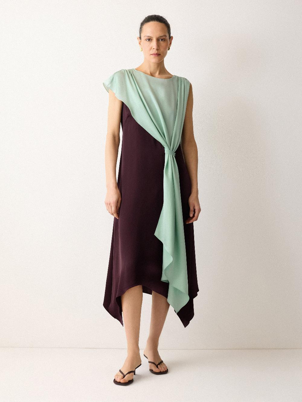 Jigsaw Draped Tie Detail Dress Oxblood