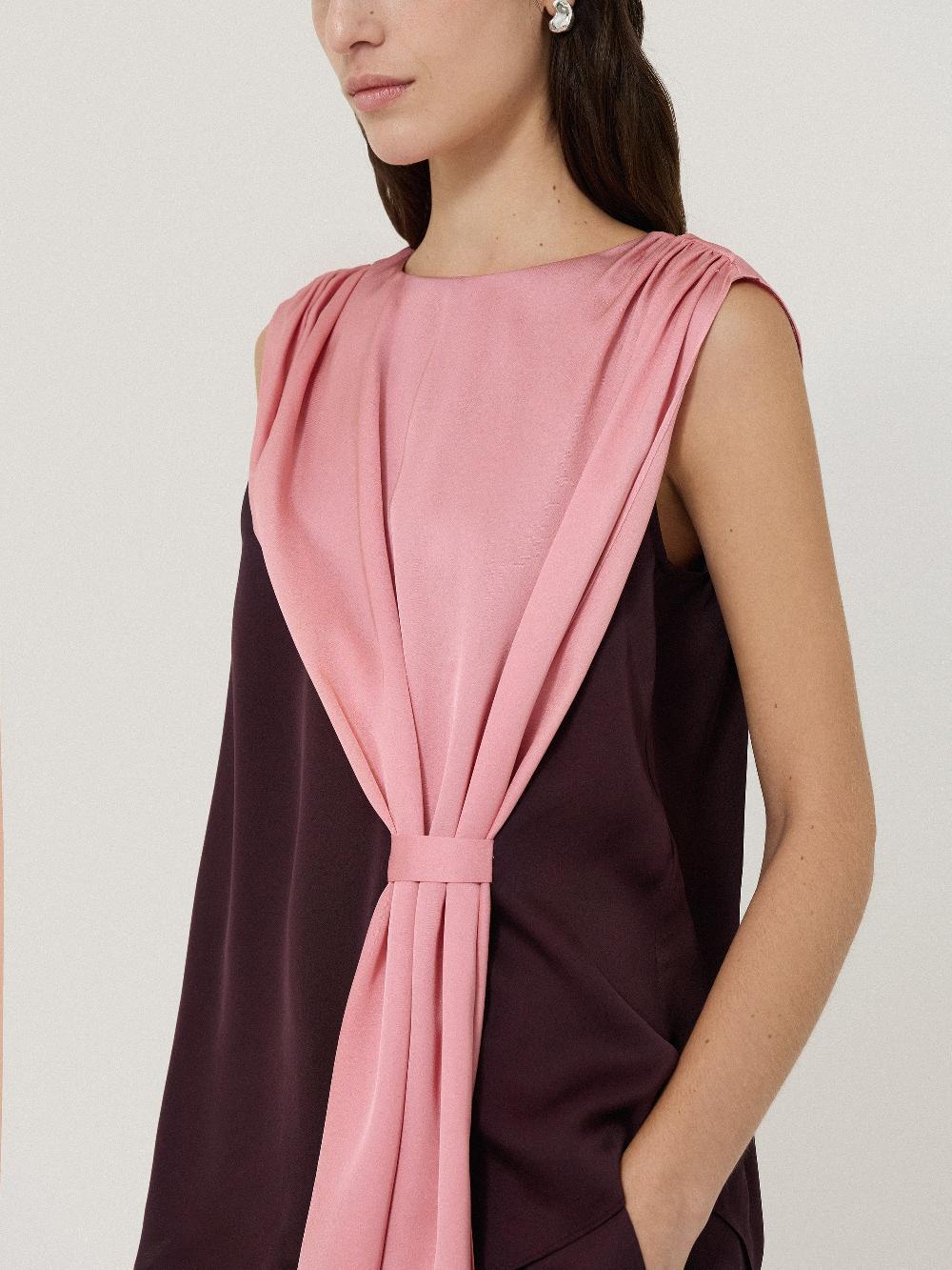 Jigsaw Draped Tie Detail Top Oxblood