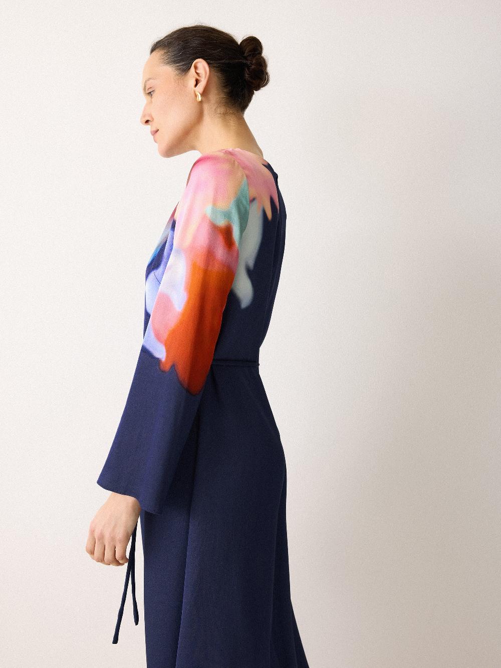 Jigsaw Dreamy Floral Midi Dress Navy