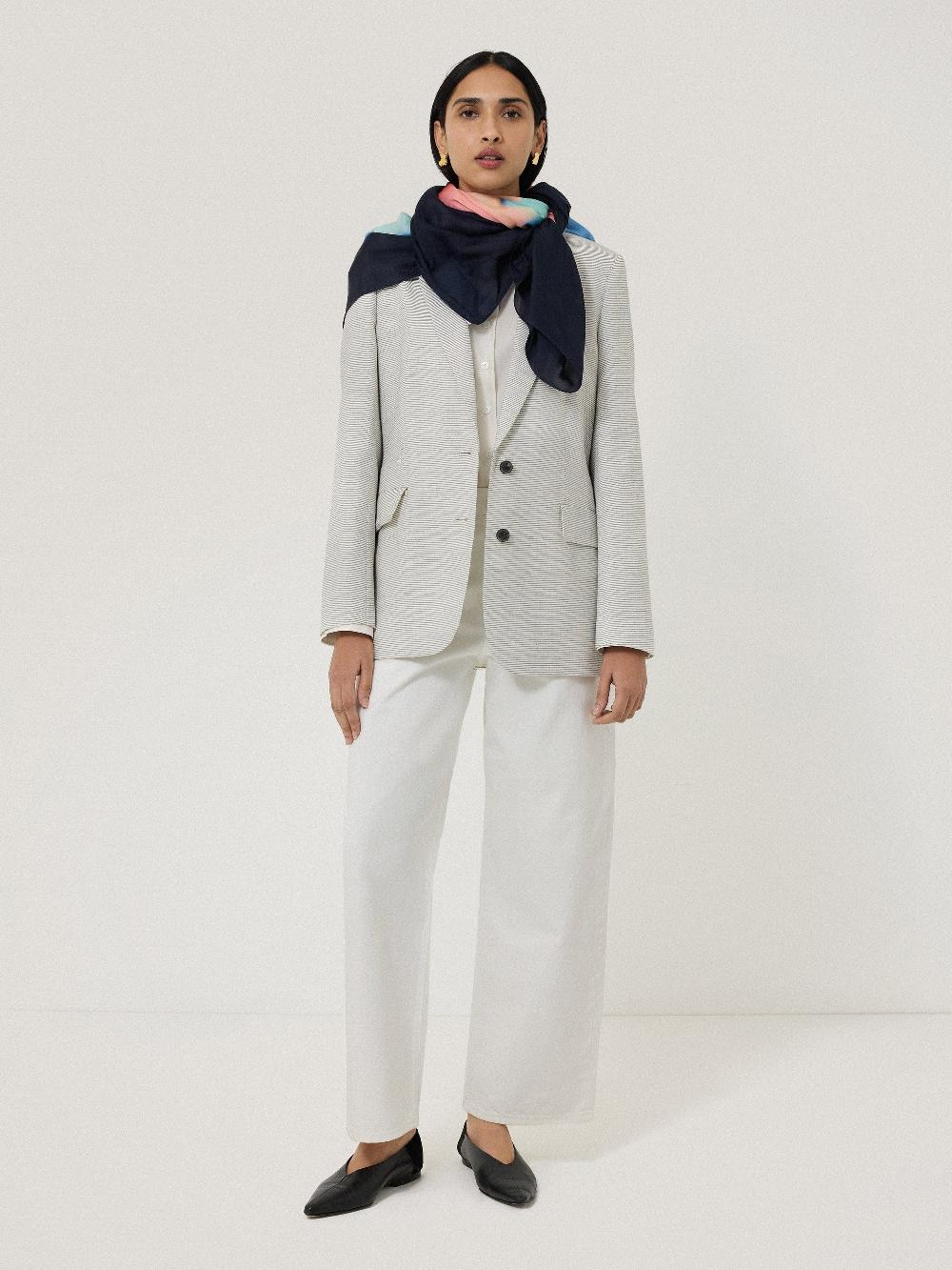 Jigsaw Dreamy Floral Silk Shawl Navy