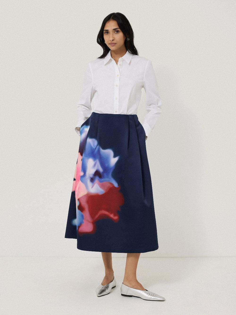 Jigsaw Dreamy Floral Volume Skirt Navy
