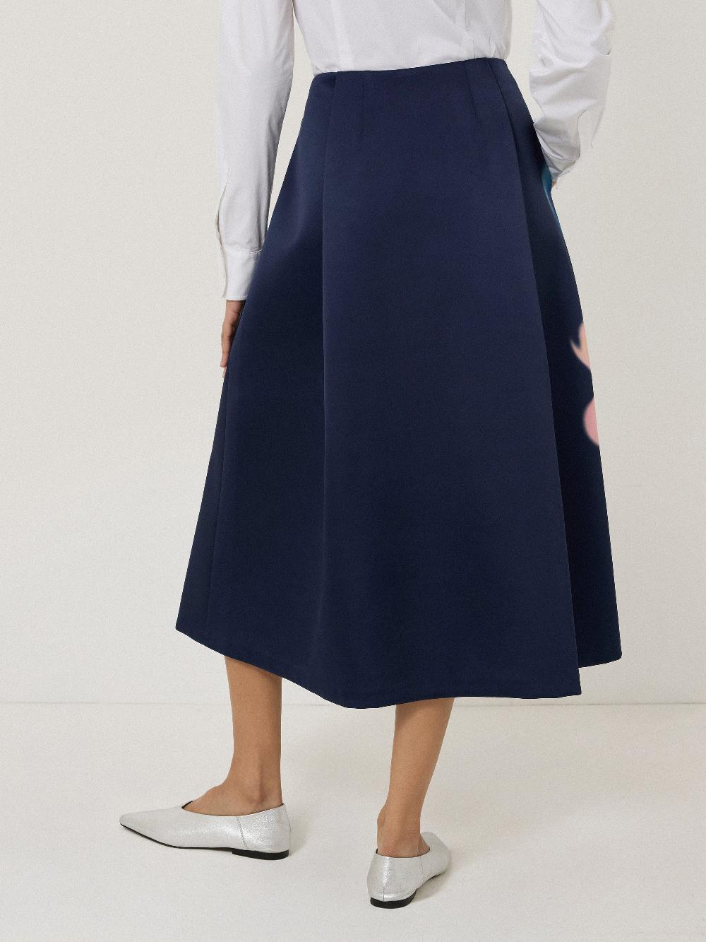 Jigsaw Dreamy Floral Volume Skirt Navy