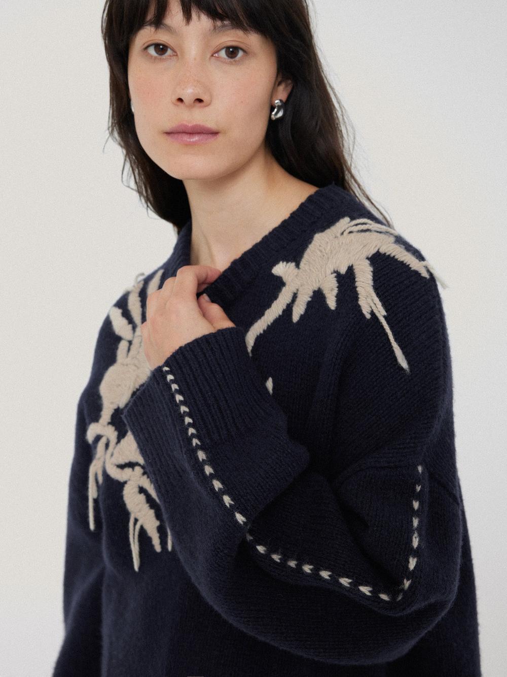 Jigsaw Embroidered Knitted Jumper Navy