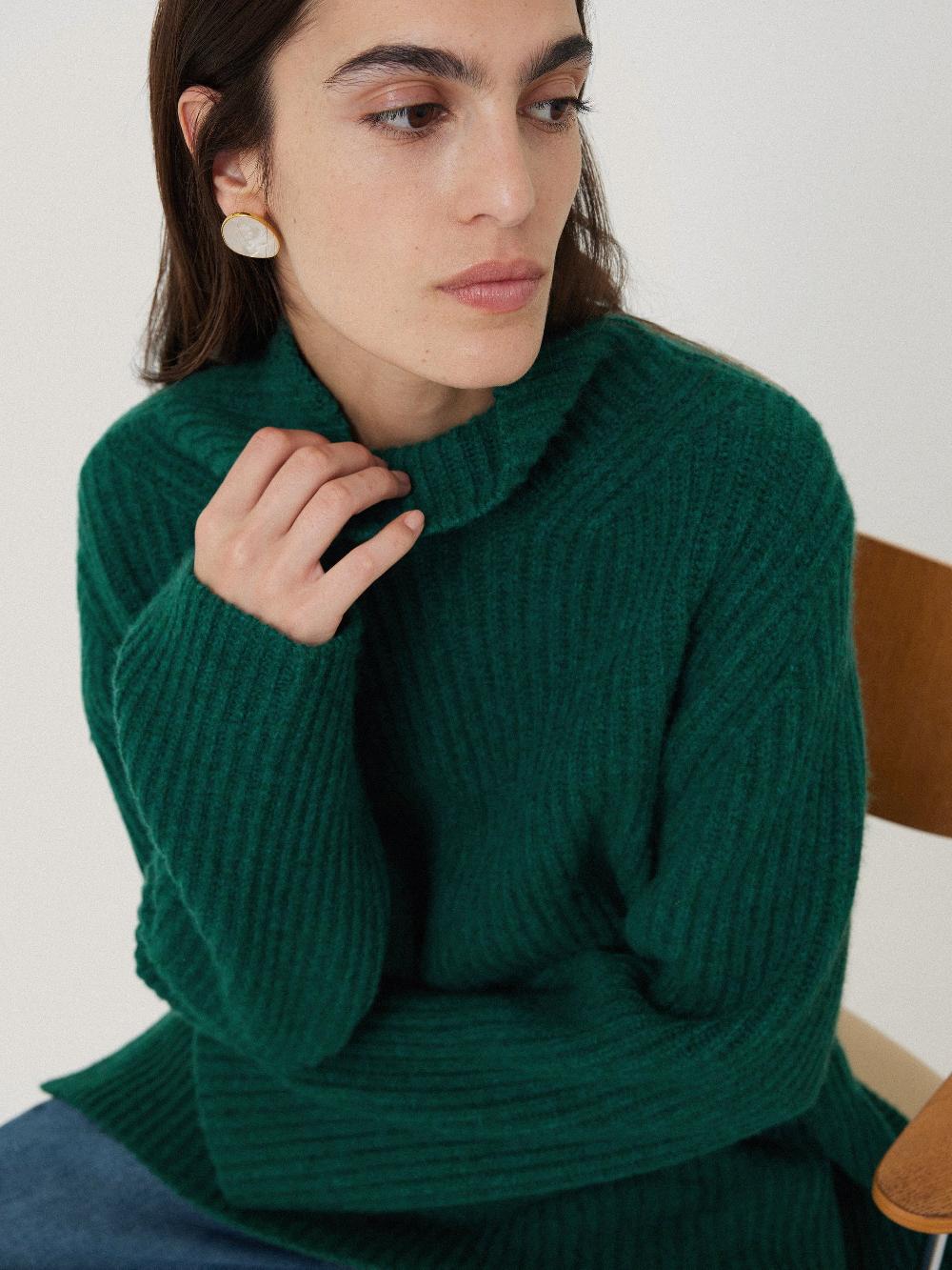 Jigsaw Faroe Fishermans Rib Jumper Green