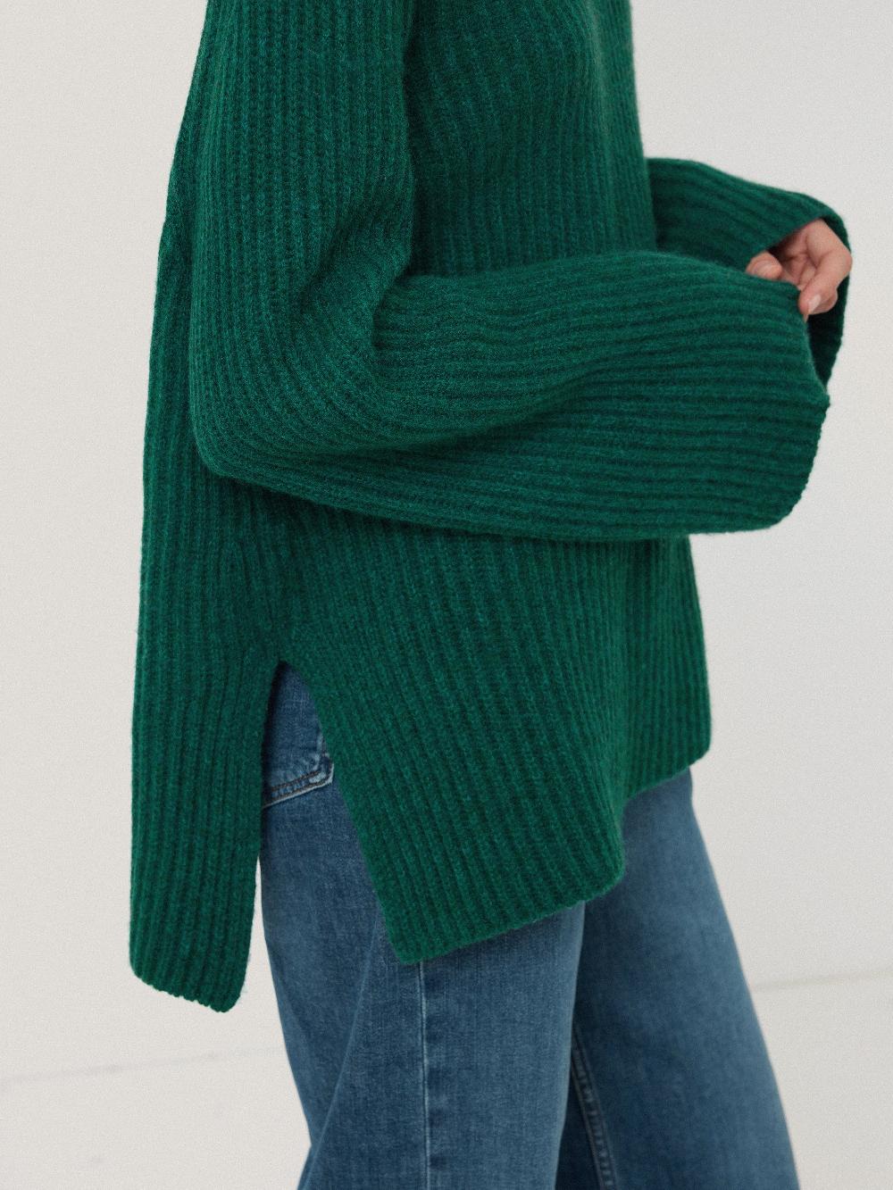 Jigsaw Faroe Fishermans Rib Jumper Green