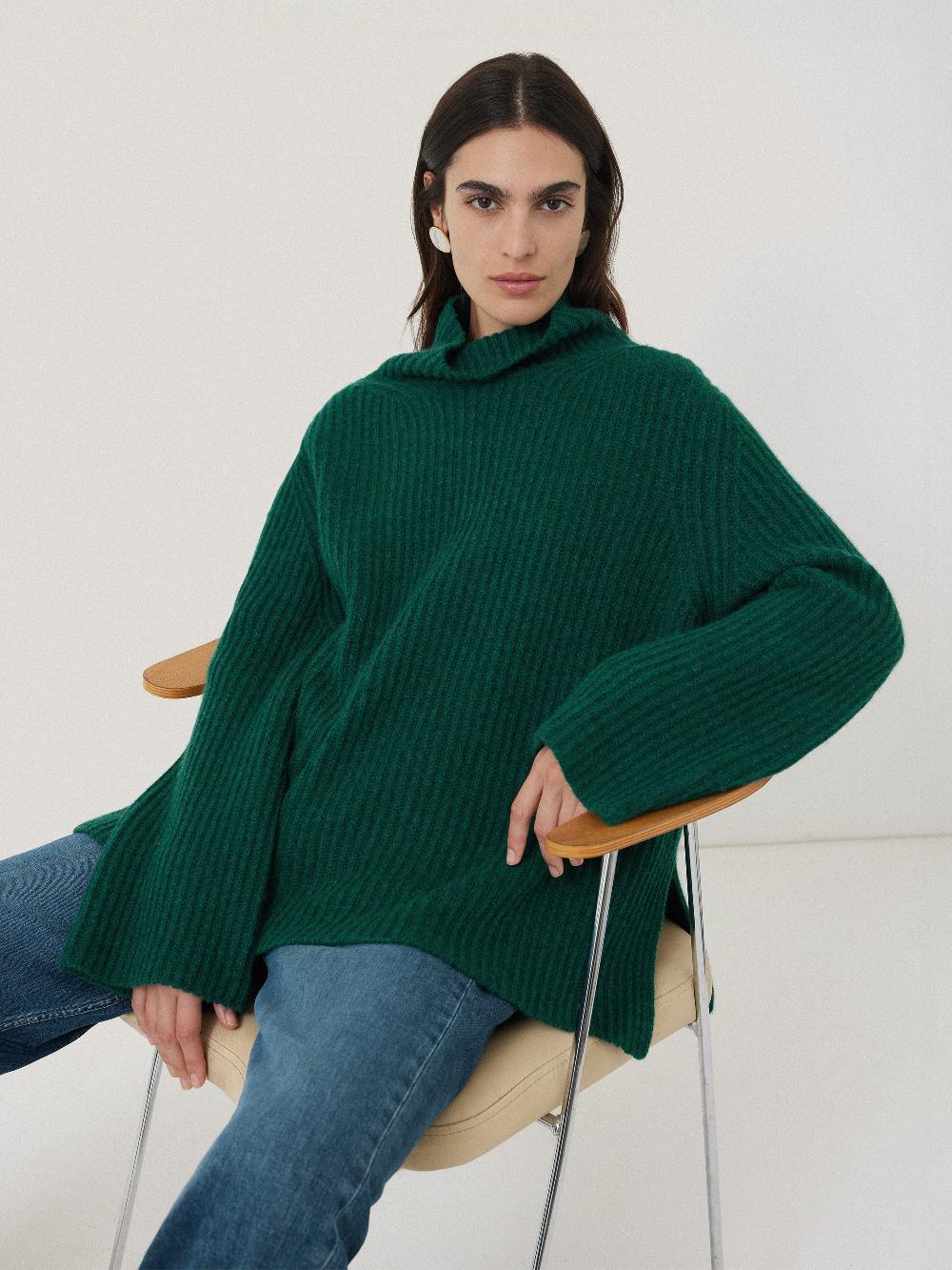 jigsaw Faroe Fishermans Rib Jumper Green