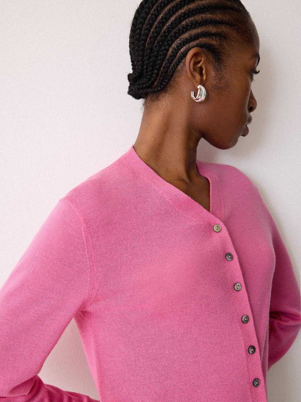 Jigsaw Fine Merino Cardigan Top Pink