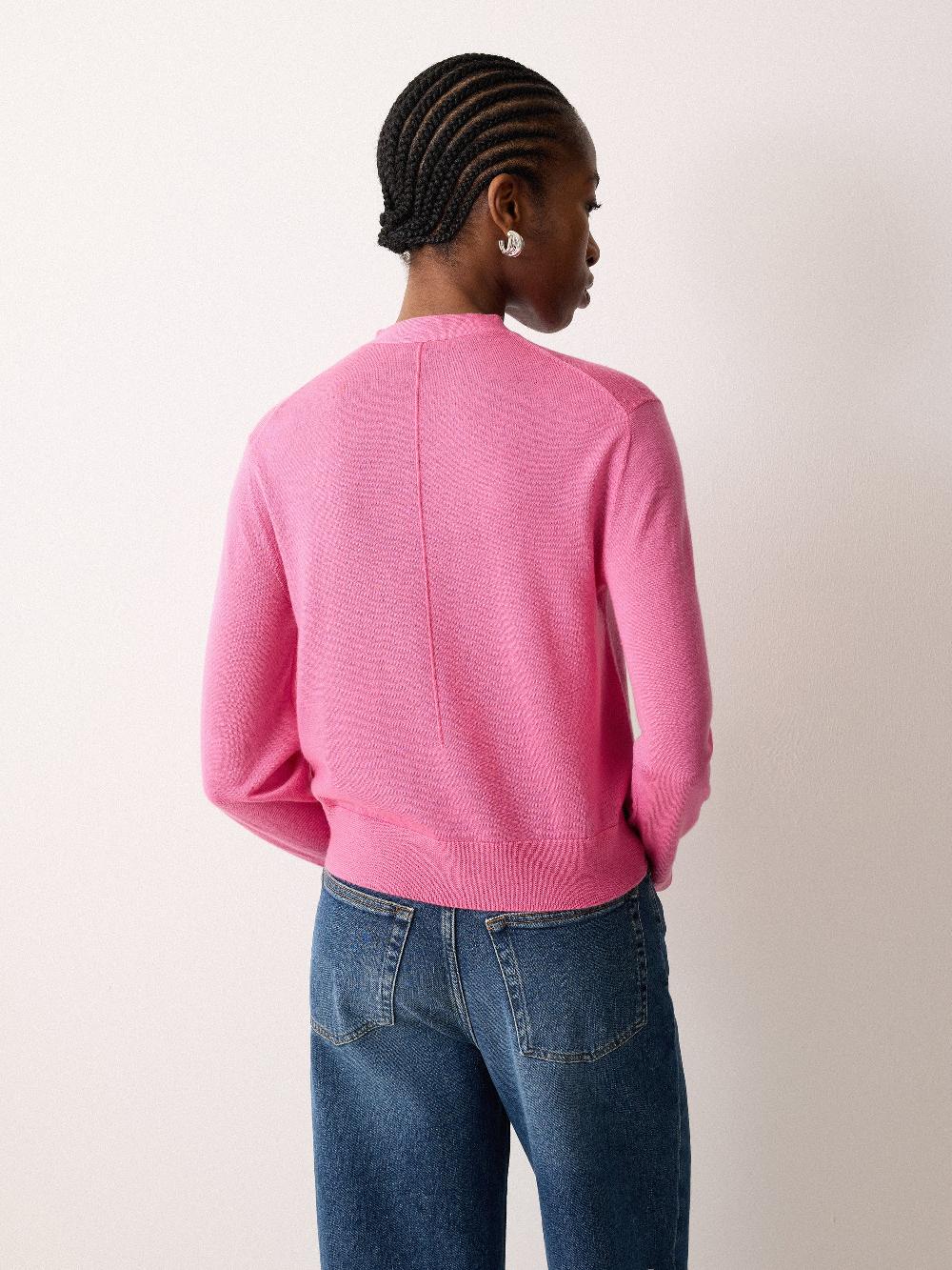 Jigsaw Fine Merino Cardigan Top Pink
