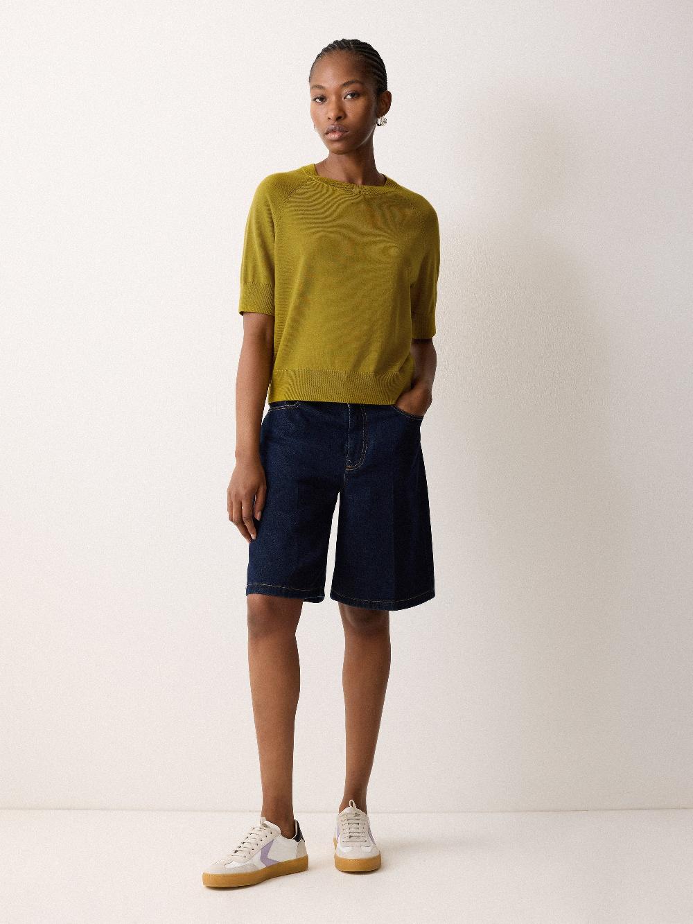 jigsaw Fine Merino Raglan T-shirt Green