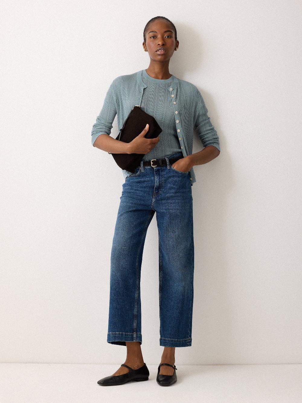 Jigsaw Fine Pointelle Cable T-shirt Blue