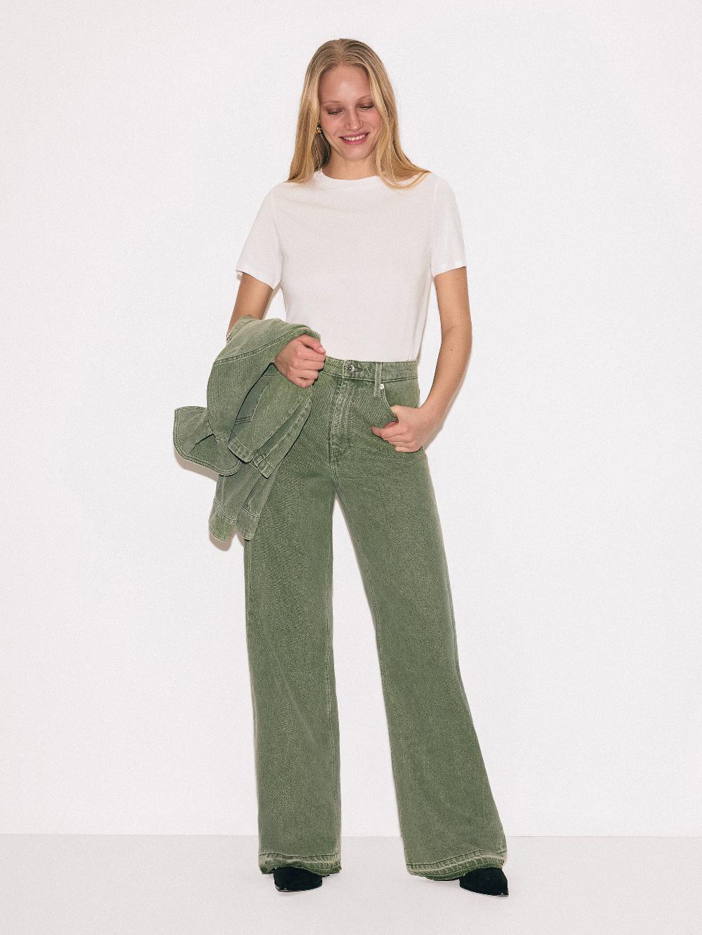 jigsaw Finn Wide Leg Jean Washed Green