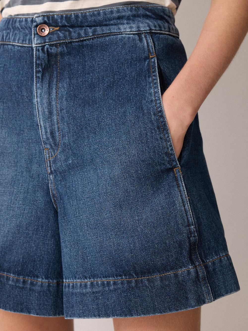 Jigsaw Finton Denim Seam Detail Short Blue