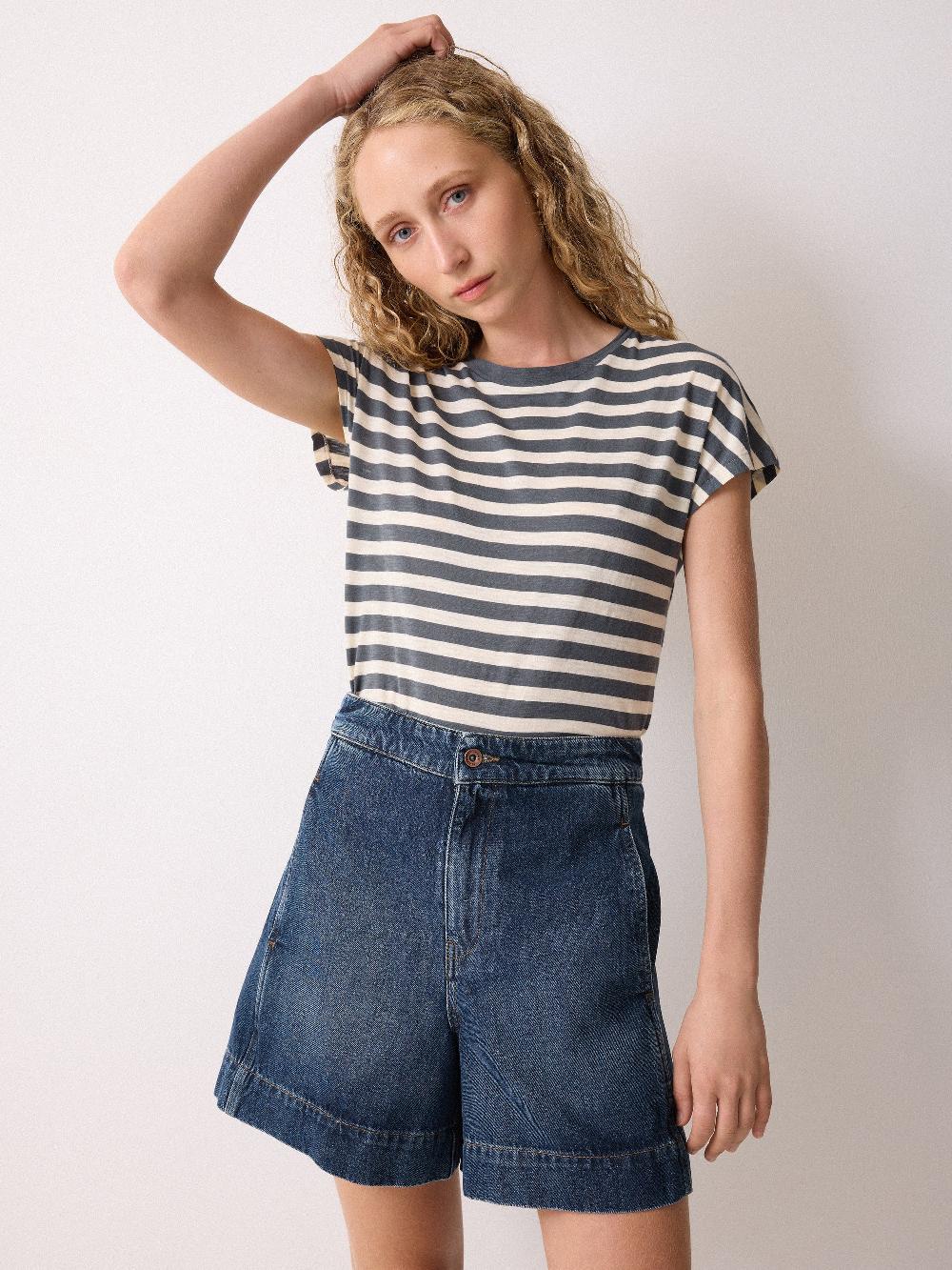 Jigsaw Finton Denim Seam Detail Short Blue