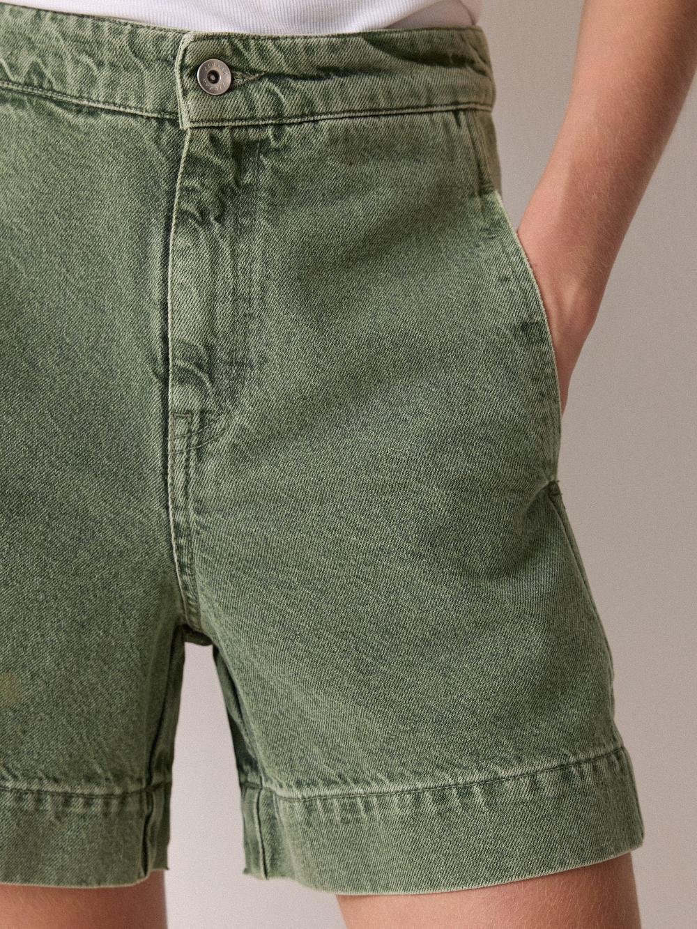Jigsaw Finton Denim Seam Detail Short Washed Green
