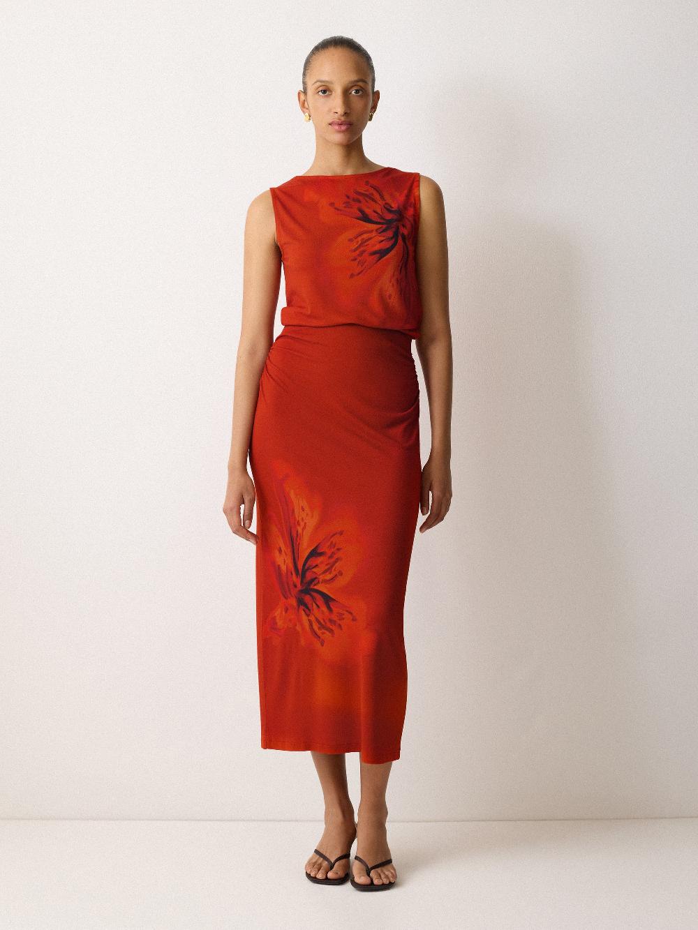 Jigsaw Fire Flower Jersey Top Red