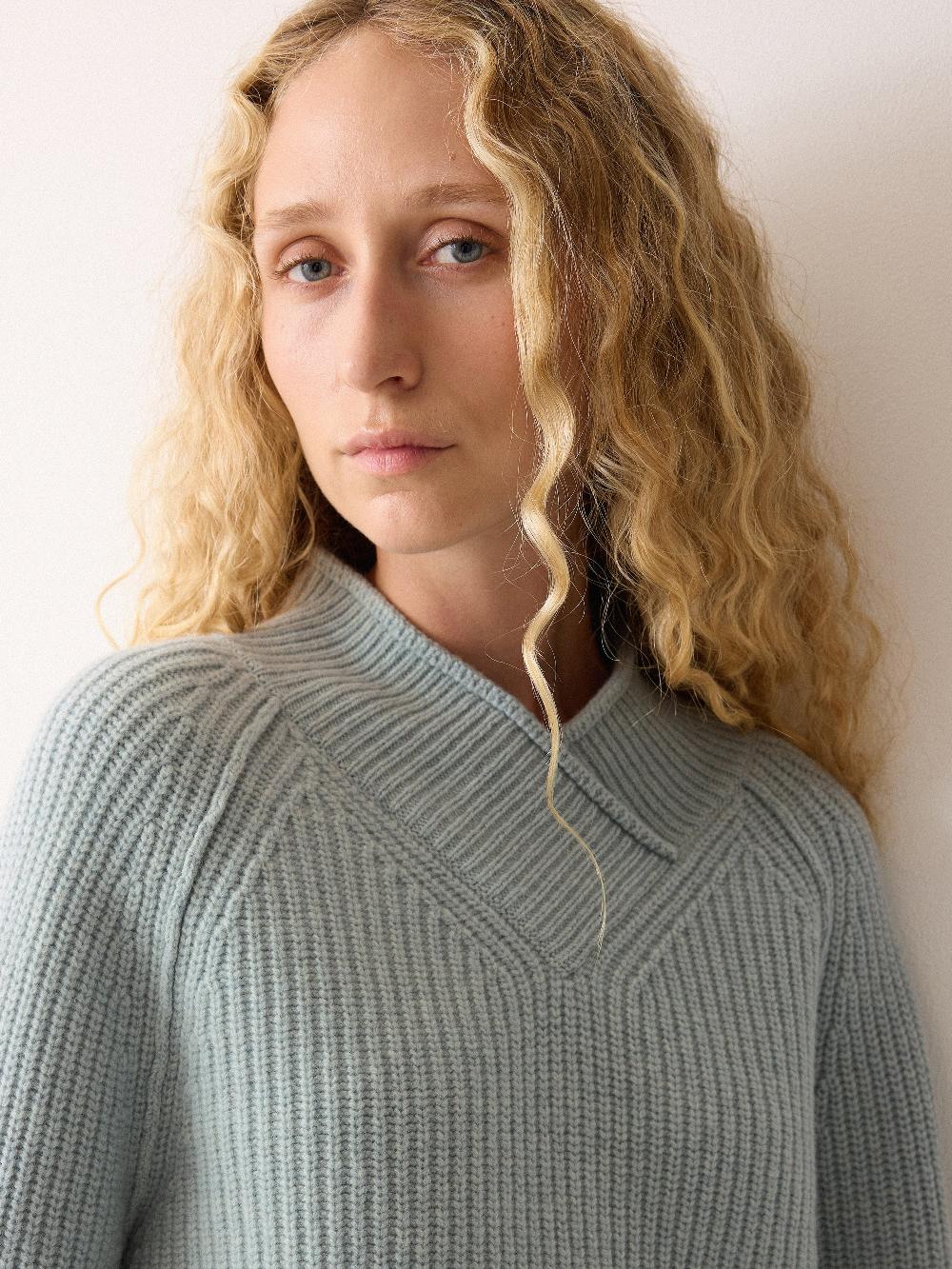 Jigsaw Fishermans Rib Cocoon Jumper Blue