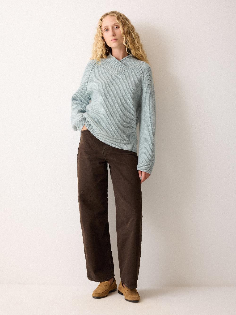 jigsaw Fishermans Rib Cocoon Jumper Blue