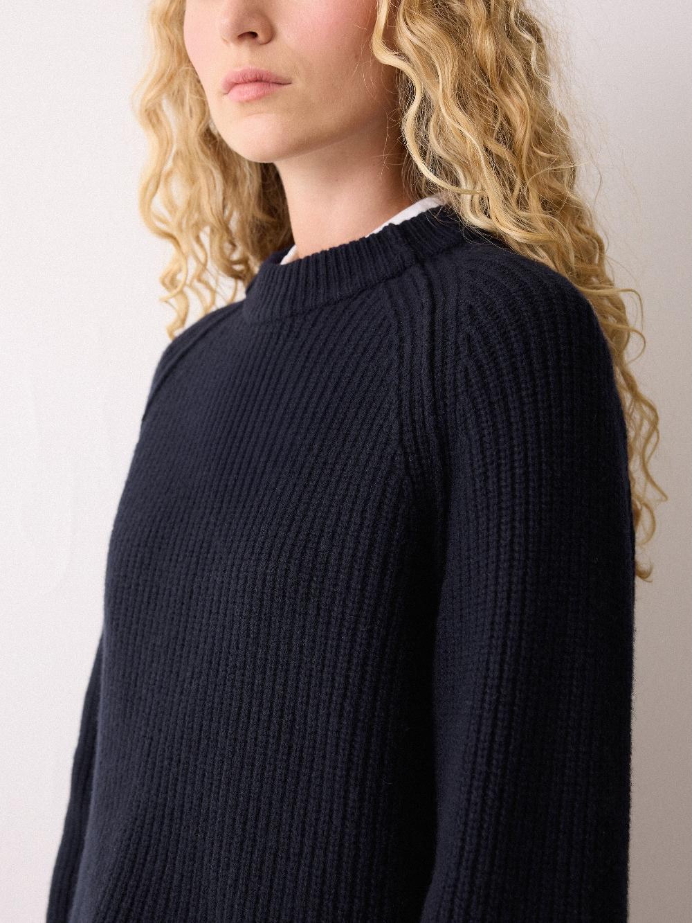 Jigsaw Fishermans Rib Crew Jumper Navy