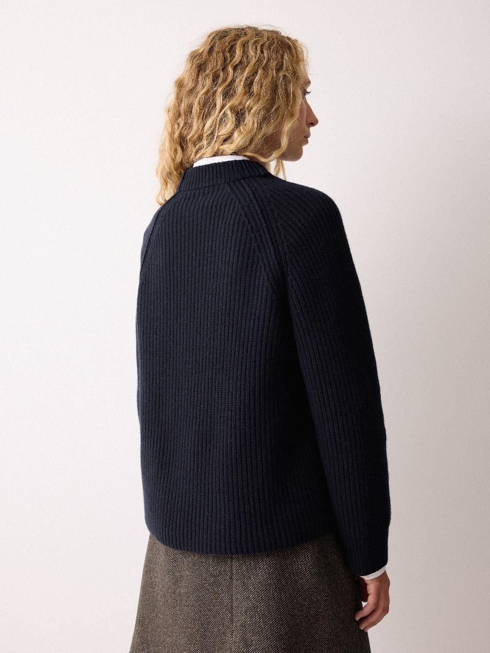 Jigsaw Fishermans Rib Crew Jumper Navy