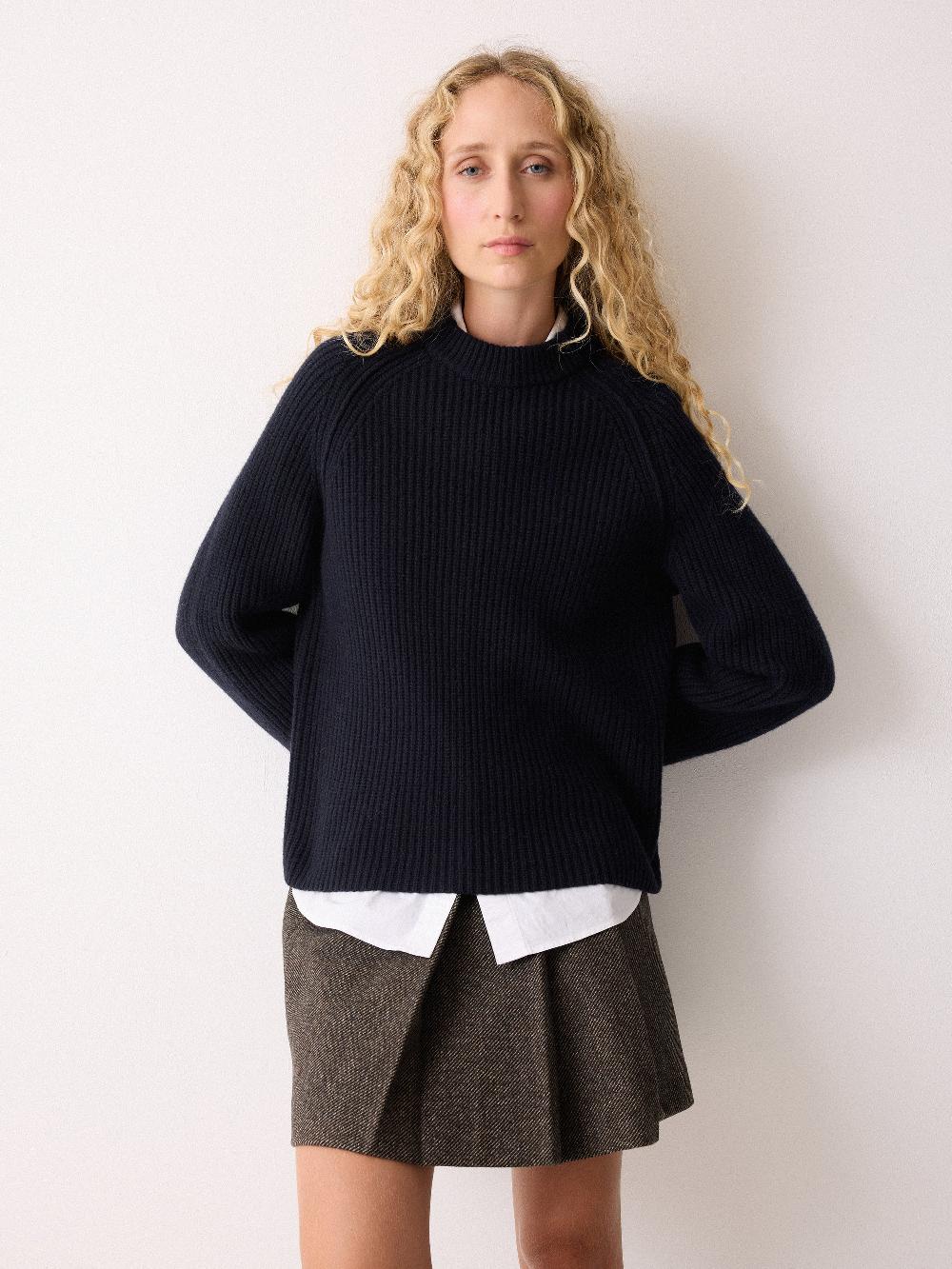 jigsaw Fishermans Rib Crew Jumper Navy