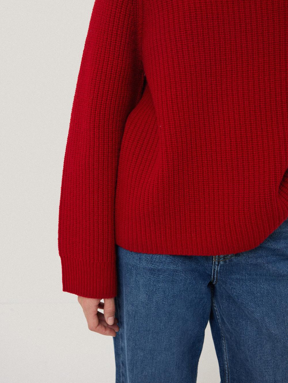 Jigsaw Fishermans Rib Crew Jumper Red