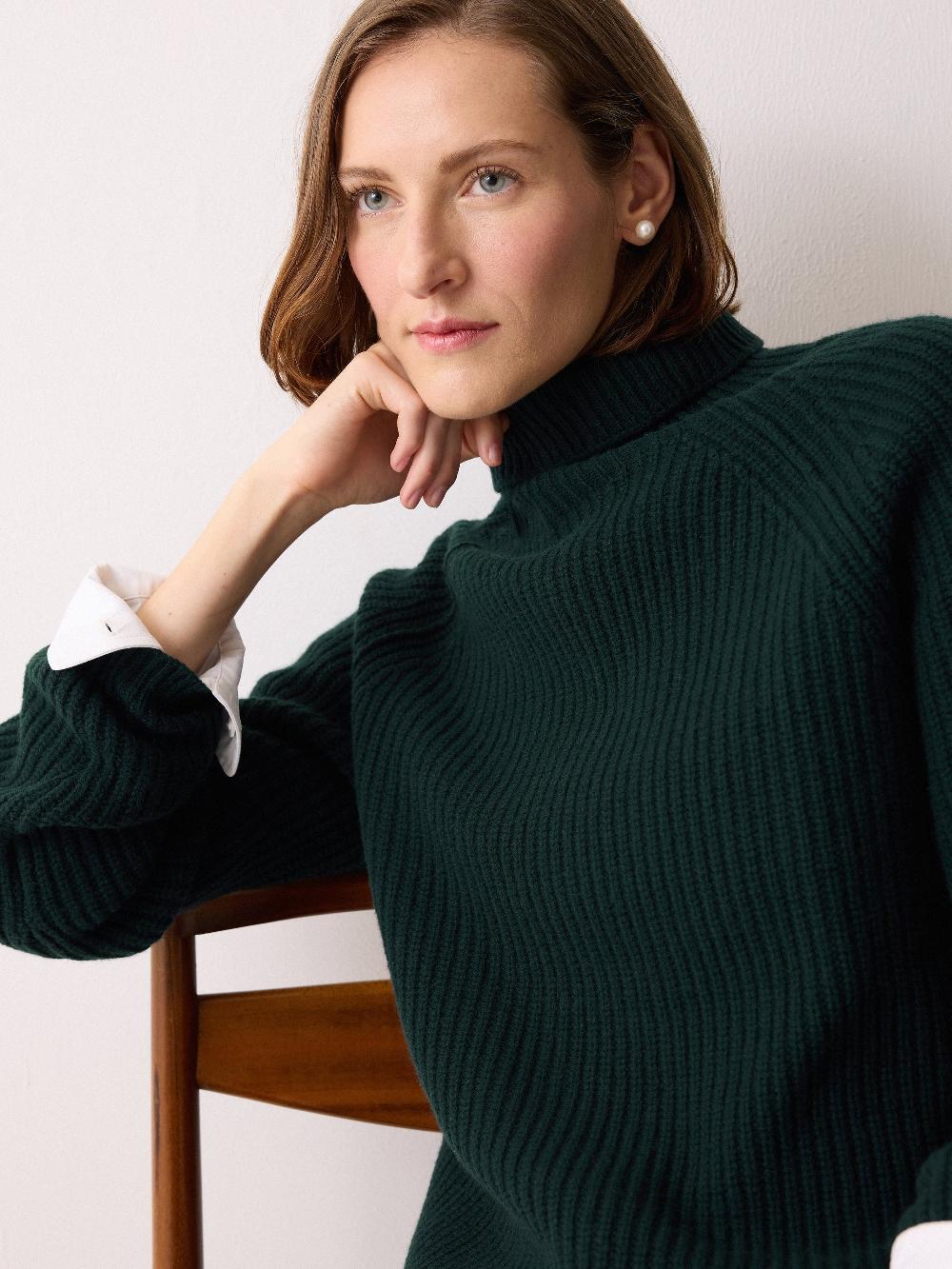 jigsaw Fishermans Rib Jumper Green