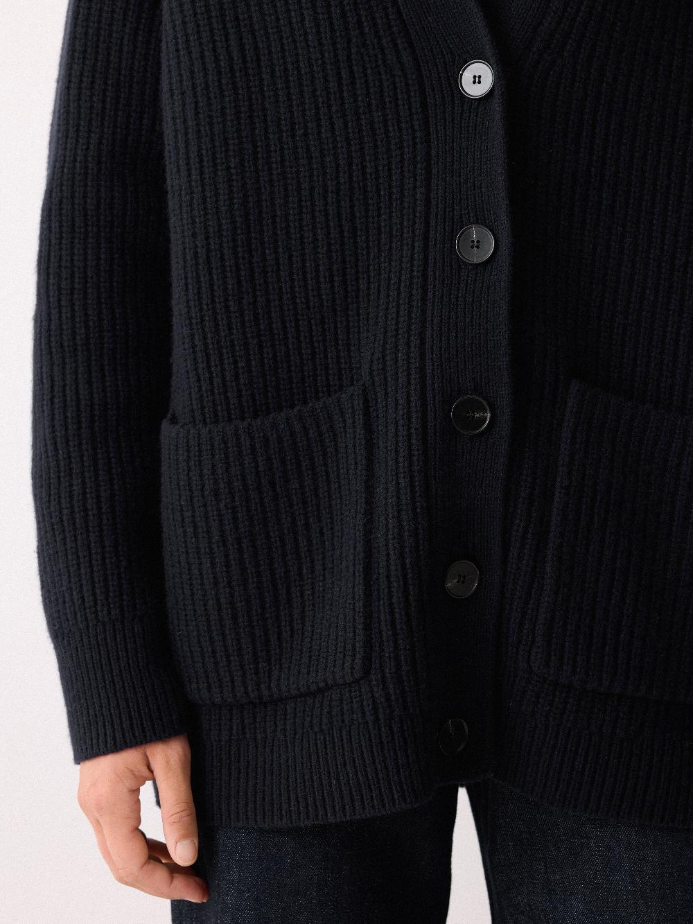 Jigsaw Fishermans Rib Merino Cardigan Navy