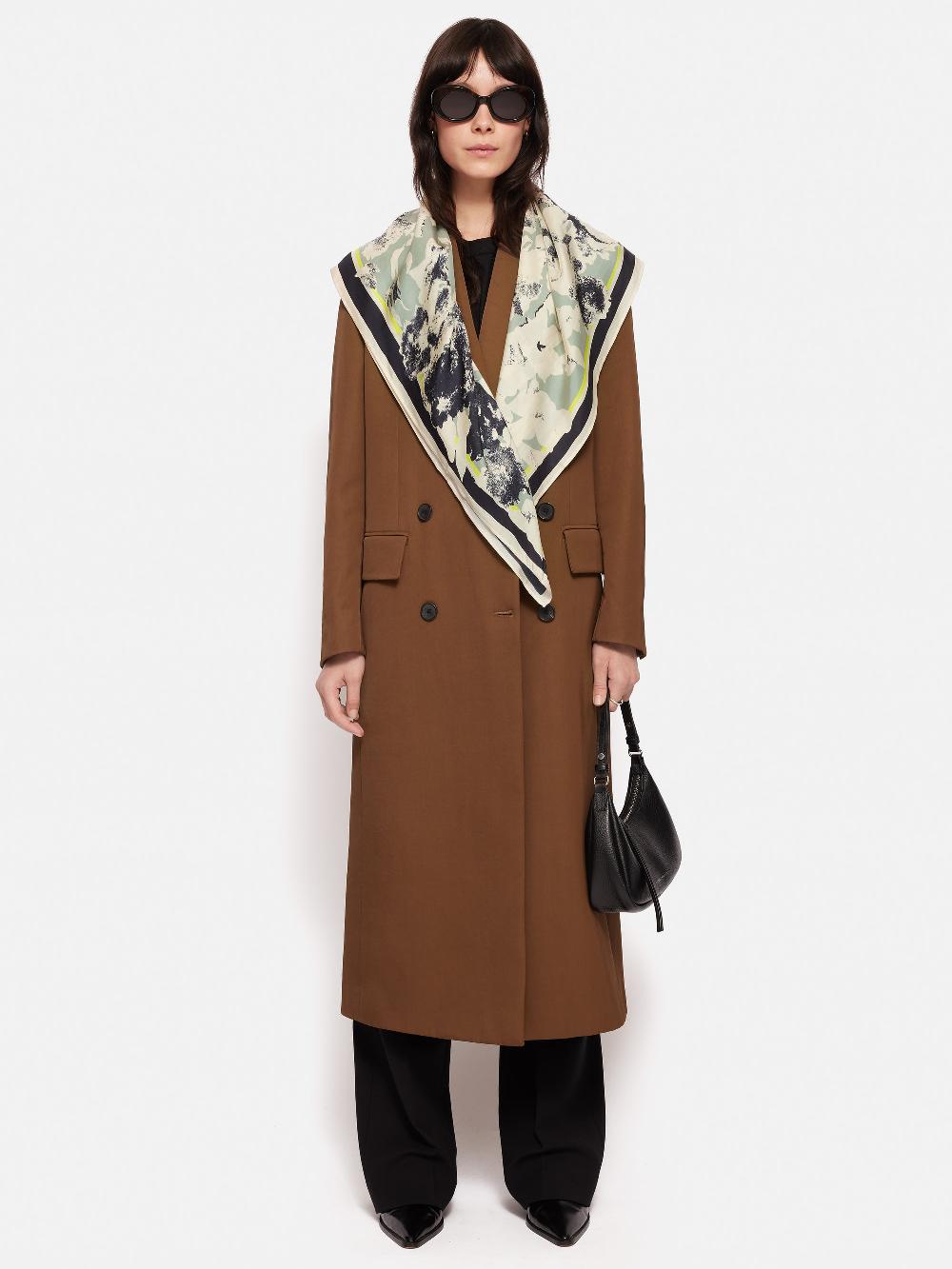 Jigsaw Floral Echo Silk Twill Scarf Grey