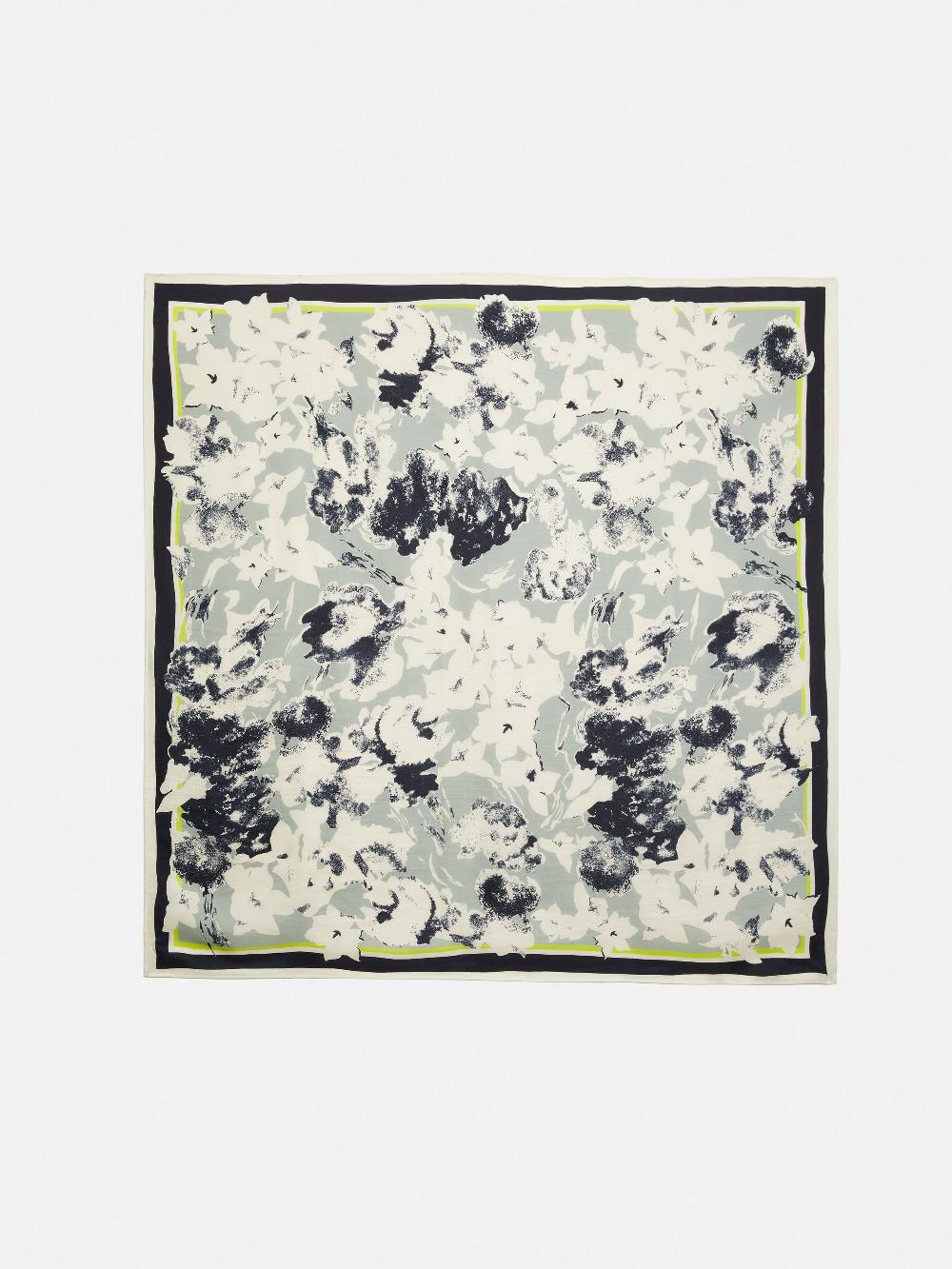 jigsaw Floral Echo Silk Twill Scarf Grey