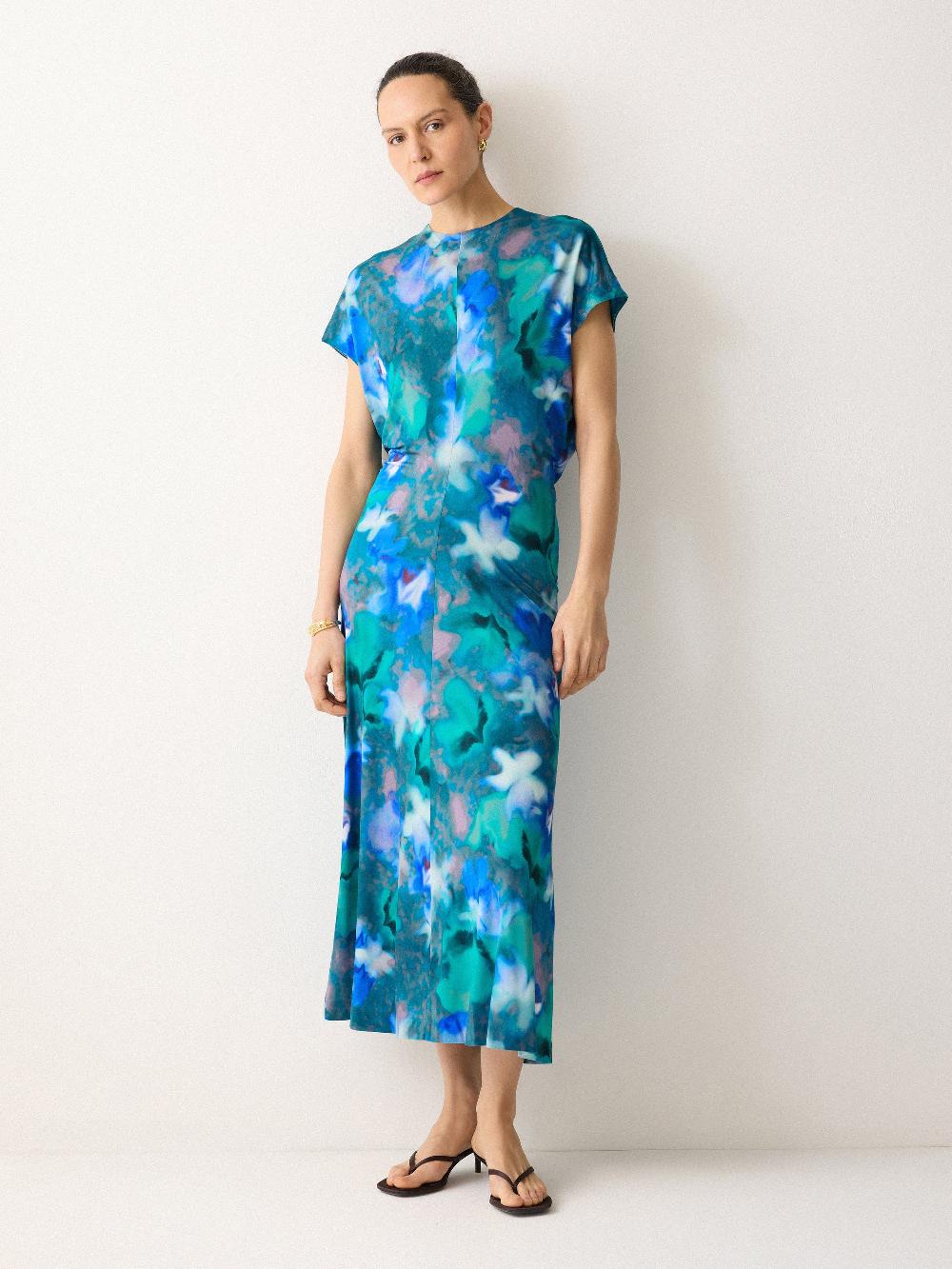 Jigsaw Floral Mist Jersey Dress Green