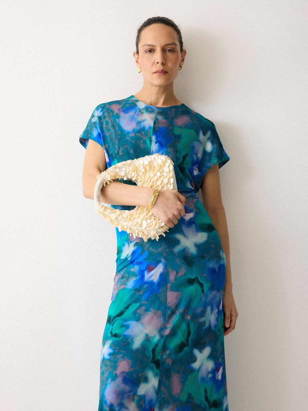 jigsaw Floral Mist Jersey Dress Green