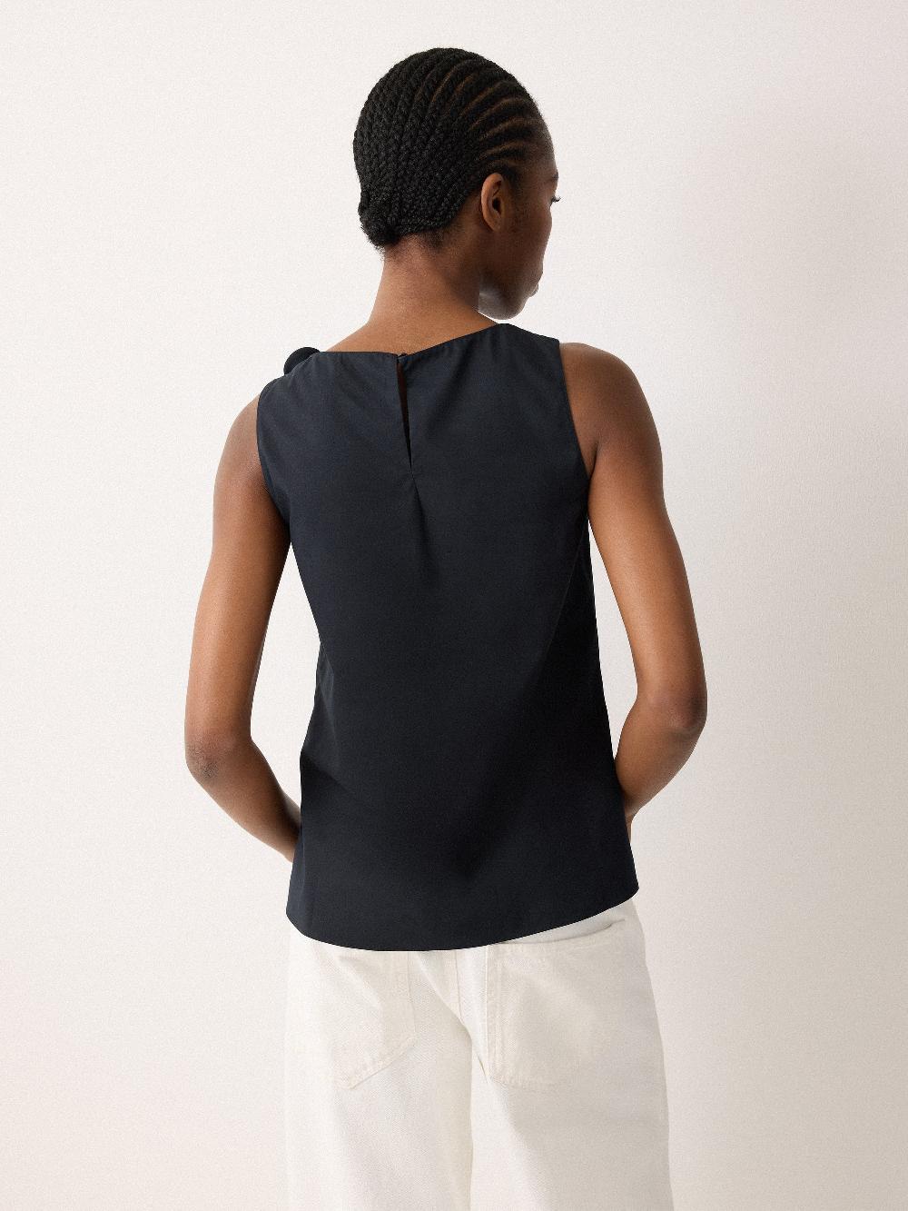 Jigsaw Flower Applique Cotton Top Navy