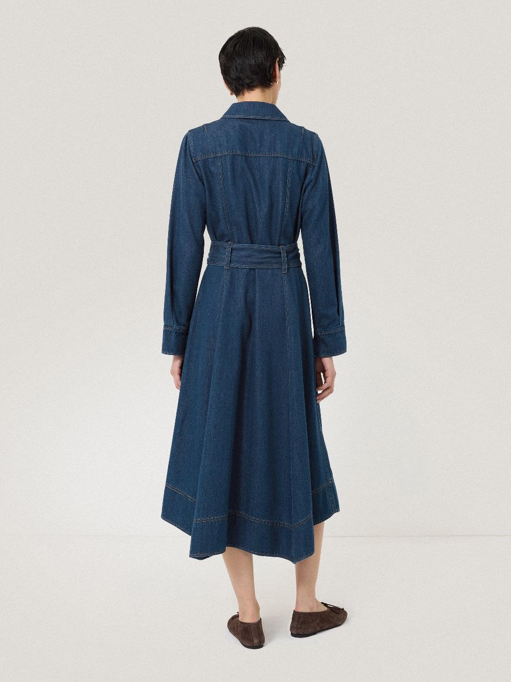 Jigsaw Fluid Denim Belted Shirt Dress Indigo