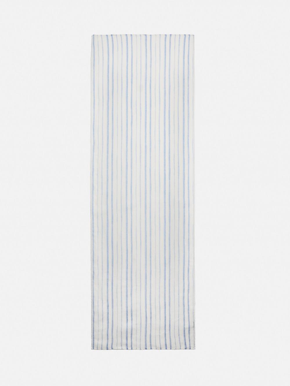 Jigsaw French Linen Stripe Scarf Blue