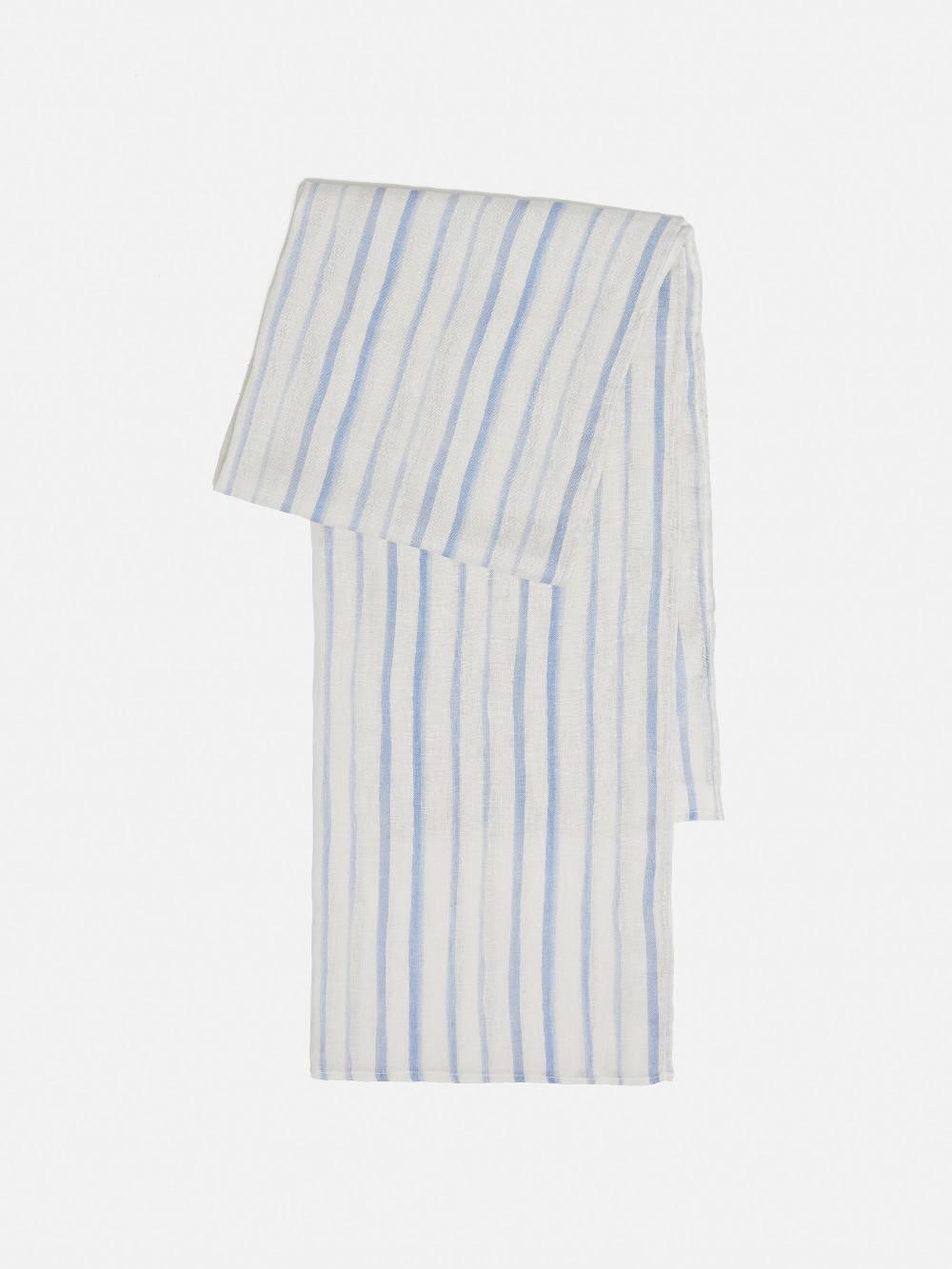 jigsaw French Linen Stripe Scarf Blue