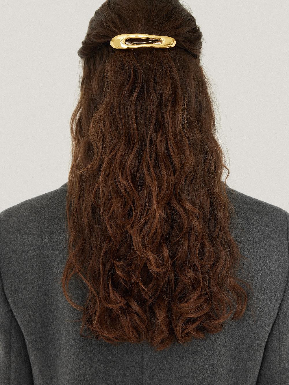 Jigsaw Gold Plated Molten Hair Clip Gold